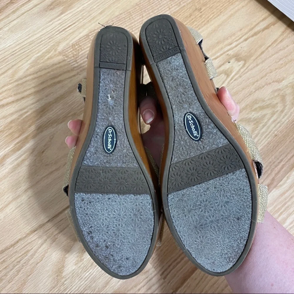 Dr. Scholl’s Gold Canvas Wedge Sandal Sz 10 Women